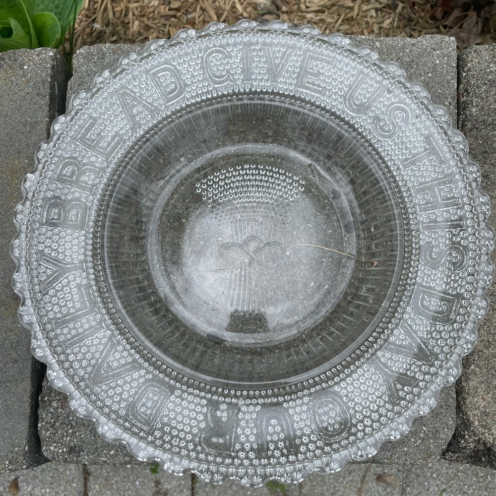 Vintage “Give us this day our daily bread” glass plate